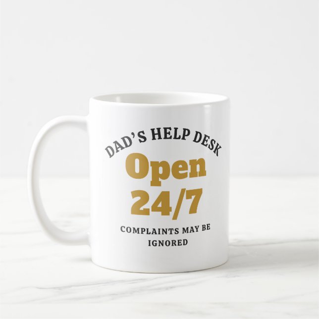 Funny Dad's Help Desk Open 24/7 Coffee Mug (Left)