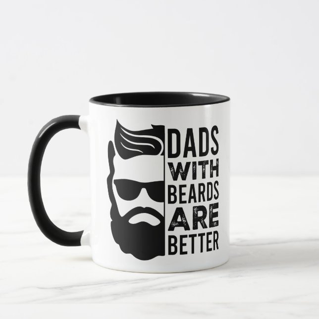 Funny Dads with Beards Quote Black Graphic Mug (Left)