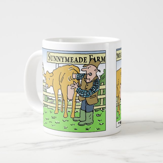 Funny Dairy Farmer on Farm Open Day Large Coffee Mug (Front Left)