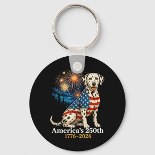 Funny Dalmatian 4th Of July 250 Years Aamerican Key Ring
