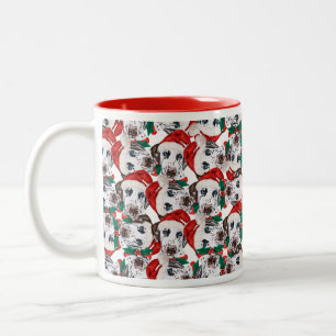 Funny Dalmatian Christmas Pattern Two-Tone Coffee Mug