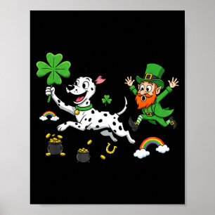 Funny dalmatian clover st patricks day womens mens poster