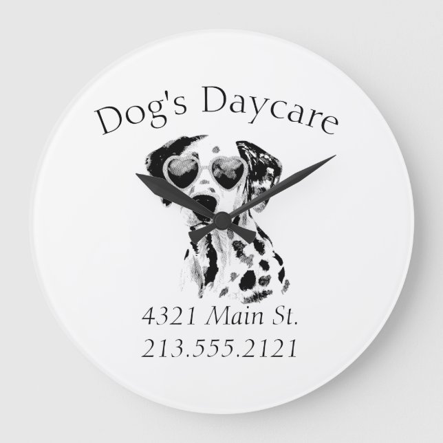Funny Dalmatian Dog Business  Large Clock (Front)