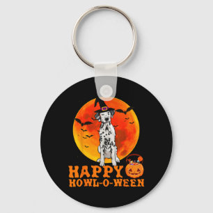 Funny Dalmatian Dog Halloween Happy Howl-O-Ween Key Ring