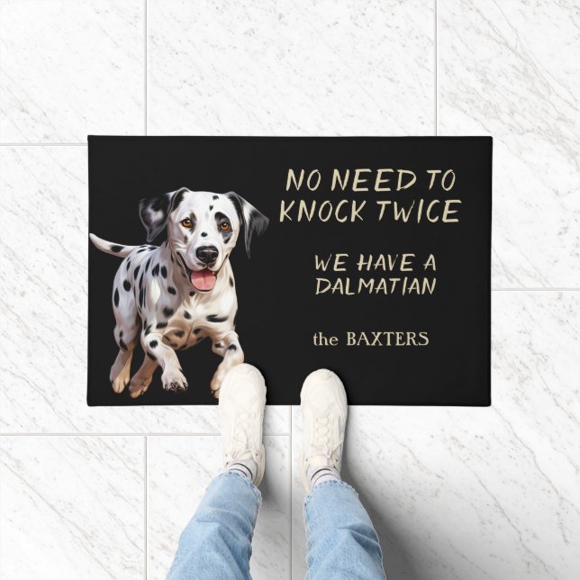 Funny Dalmatian Dog No Need to Knock Twice Doormat (Indoor)