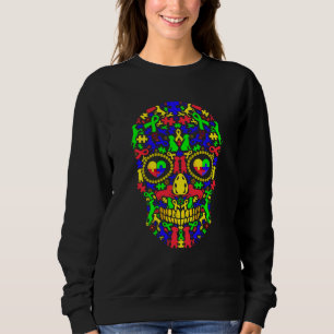 Funny Dalmatian Dog Skull Autism Awareness Day Sweatshirt