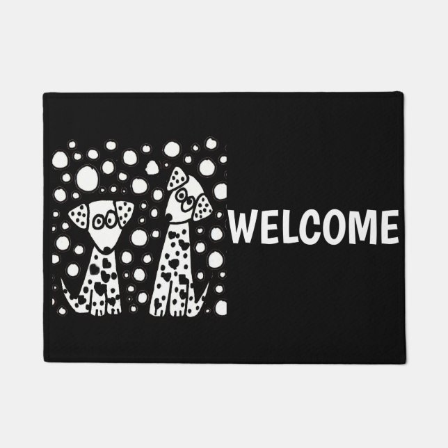 Funny Dalmatian Dogs and Spots Abstract Doormat (Front)