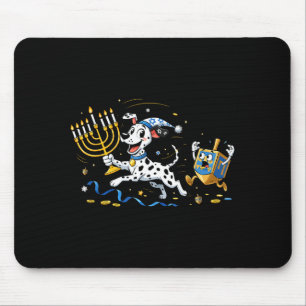 Funny Dalmatian Dreidel Menorah Hanukkah Kids Wome Mouse Pad