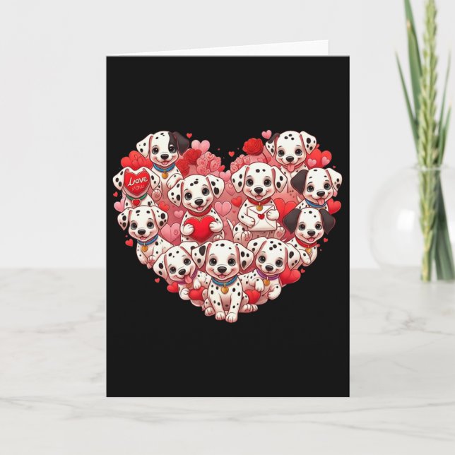Funny Dalmatian Heart Valentine Dalmatian Womens M Card (Front)