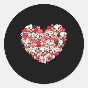 Funny Dalmatian Heart Valentine Dalmatian Womens M Classic Round Sticker