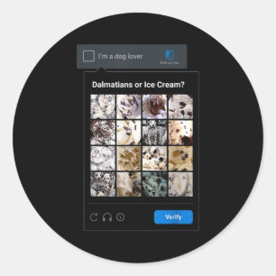 Funny Dalmatian Or Ice Cream Meme Dog Mom Dog Dad Classic Round Sticker
