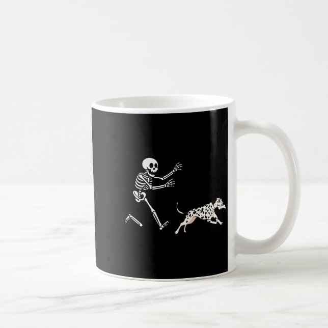 Funny Dalmatian Running Skeleton Halloween  Coffee Mug (Right)