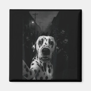 Funny Dalmatian Selfie Zombie Halloween Dog Magnet