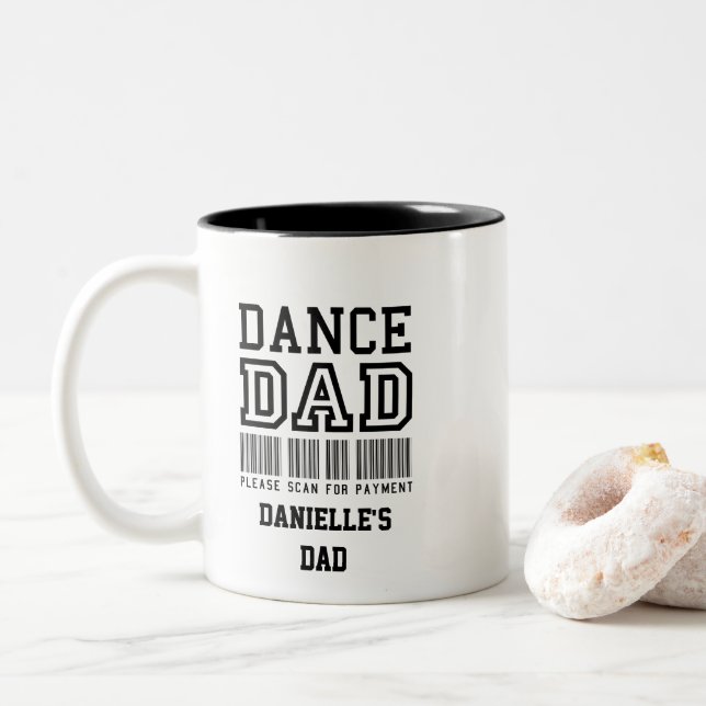 Funny Dance Dad - Scan for Payment Personalised Two-Tone Coffee Mug (With Donut)
