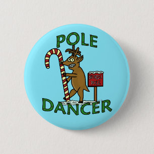 Funny Dancer Christmas Reindeer Pun Blue 6 Cm Round Badge