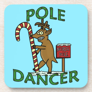 Funny Dancer Christmas Reindeer Pun Coaster