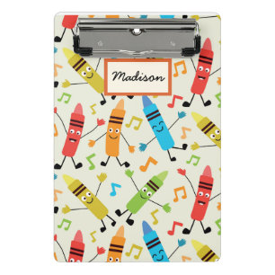Funny Dancing Crayons With Music Notes Custom  Mini Clipboard