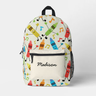 Funny Dancing Crayons With Music Notes Custom  Printed Backpack