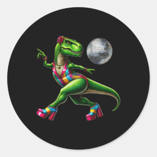 Funny Dancing Dinosaur1  Classic Round Sticker