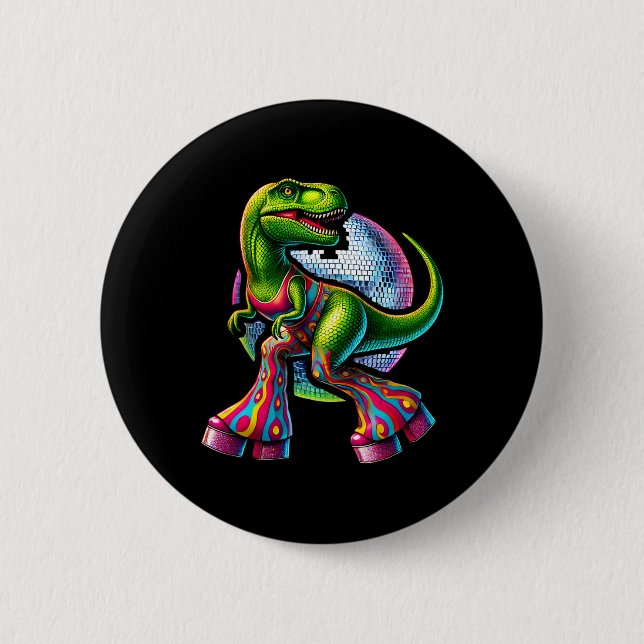 Funny Dancing Dinosaur  6 Cm Round Badge (Front)