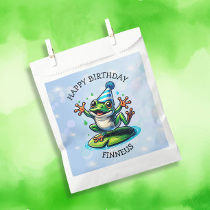 Funny Dancing Frog Personalised Birthday  Favour Bag
