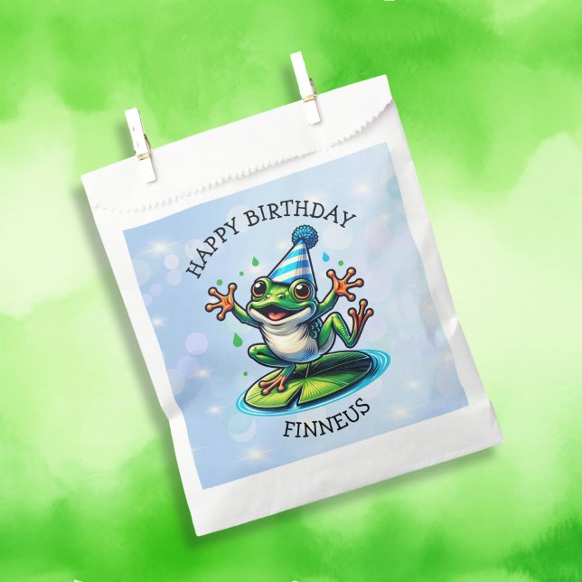 Funny Dancing Frog Personalised Birthday  Favour Bag (Creator Uploaded)
