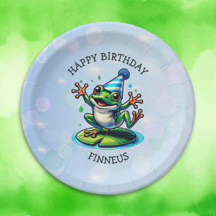 Funny Dancing Frog Personalised Birthday  Paper Plate