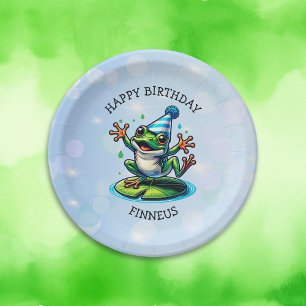 Funny Dancing Frog Personalised Birthday  Paper Plate