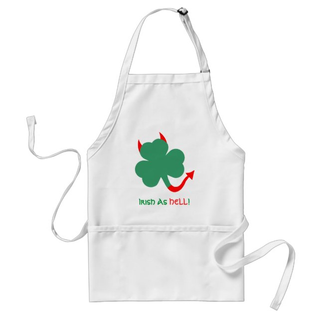 Funny Dancing Irish Shamrock with Devil Horns Tail Standard Apron (Front)