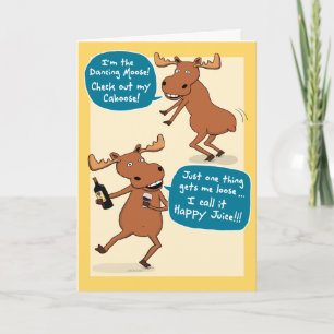 Funny Dancing Moose Birthday Card