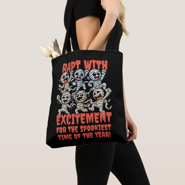 Funny Dancing Mummies Rapt with Excitement Tote Bag (Close Up)