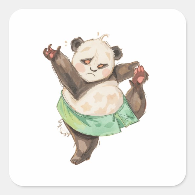 Funny Dancing Panda Sticker | Cute Ballet Cartoon  (Front)