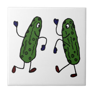 Funny Dancing Pickles Art Ceramic Tile