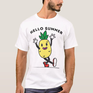 Funny Dancing Pineapple Hello Summer Vacation Pine T-Shirt