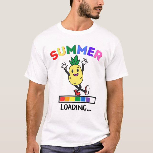 Funny Dancing Pineapple Summer Loading Pineapples T-Shirt (Front)