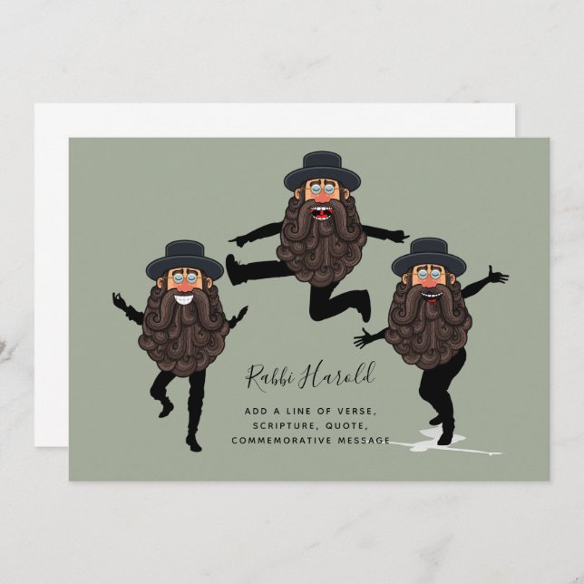 FUNNY Dancing RABBI Personalised with Text (Front/Back)