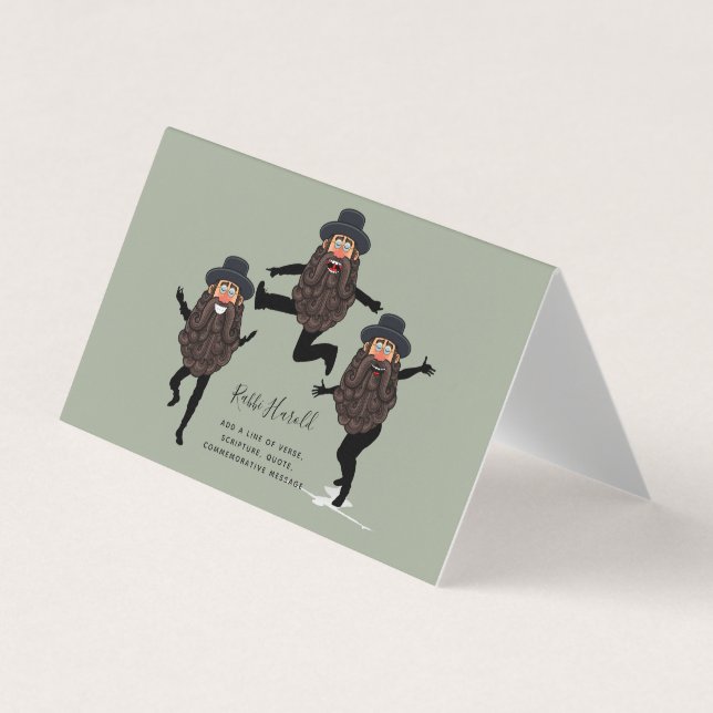 FUNNY Dancing RABBI Personalised with Text Business Card (Front)