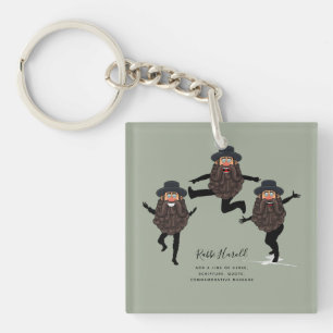 FUNNY Dancing RABBI Personalised with Text Key Ring