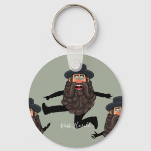 FUNNY Dancing RABBI Personalised with Text Key Ring