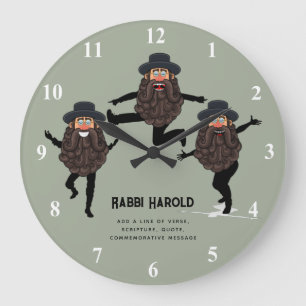 FUNNY Dancing RABBI Personalised with Text Large Clock