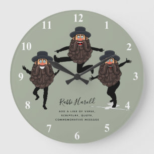 FUNNY Dancing RABBI Personalised with Text Large Clock