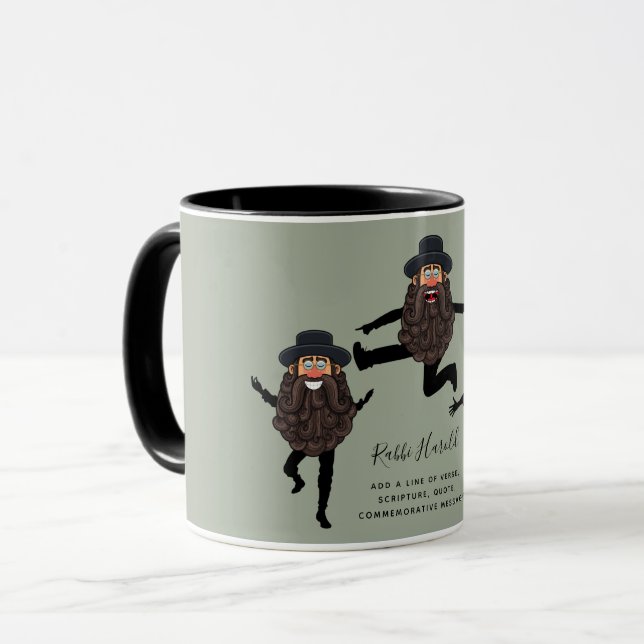 FUNNY Dancing RABBI Personalised with Text Mug (Front Left)
