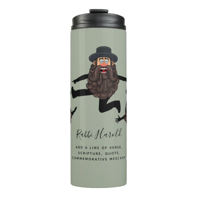 FUNNY Dancing RABBI Personalised with Text Thermal Tumbler (Front)