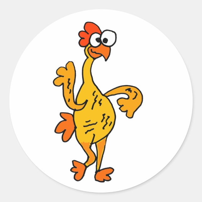 Funny Dancing Rubber Chicken Classic Round Sticker (Front)