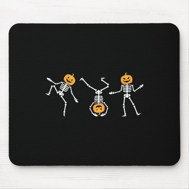 Funny Dancing Skeleton Halloween Pumpkin Skeletons Mouse Pad (Front)