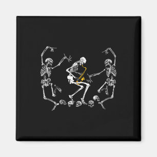 Funny Dancing Skeleton Playing Saxophone Halloween Magnet