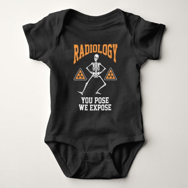 Funny Dancing Skeleton Xray Radiology Humour Baby Bodysuit (Front)