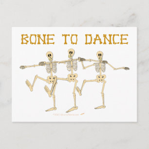 Funny Dancing Skeletons Bone To Dance Cartoon Postcard