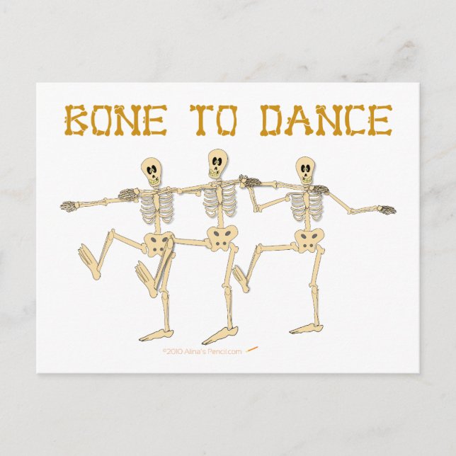 Funny Dancing Skeletons Bone To Dance Cartoon Postcard (Front)