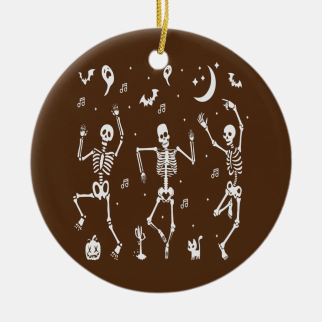 Funny Dancing Skeletons Bones Costume Fancy Dress Ceramic Ornament (Front)